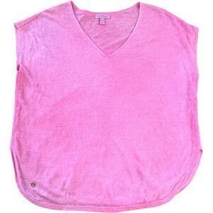 Lilly Pulitzer Women's Knit Short Cap Sleeve V-Neck Boxy Top Pink Size 2XS/XS